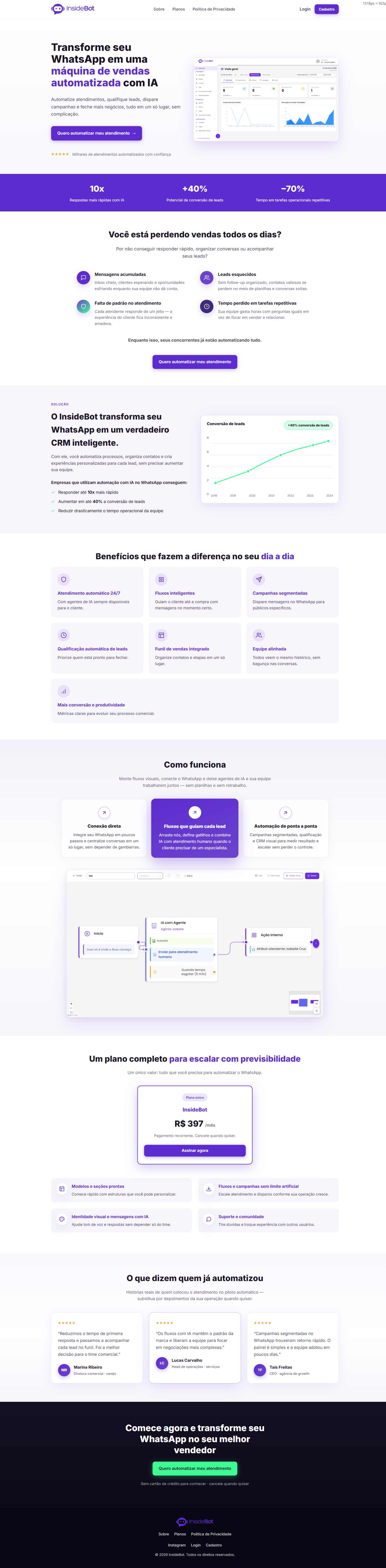 InsideBot landing — página completa