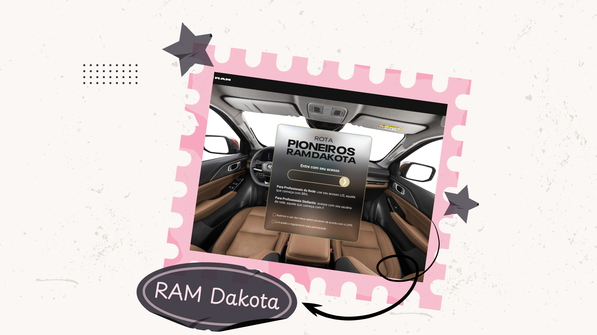 Rota Pioneiros RAM Dakota — detalhe da composição