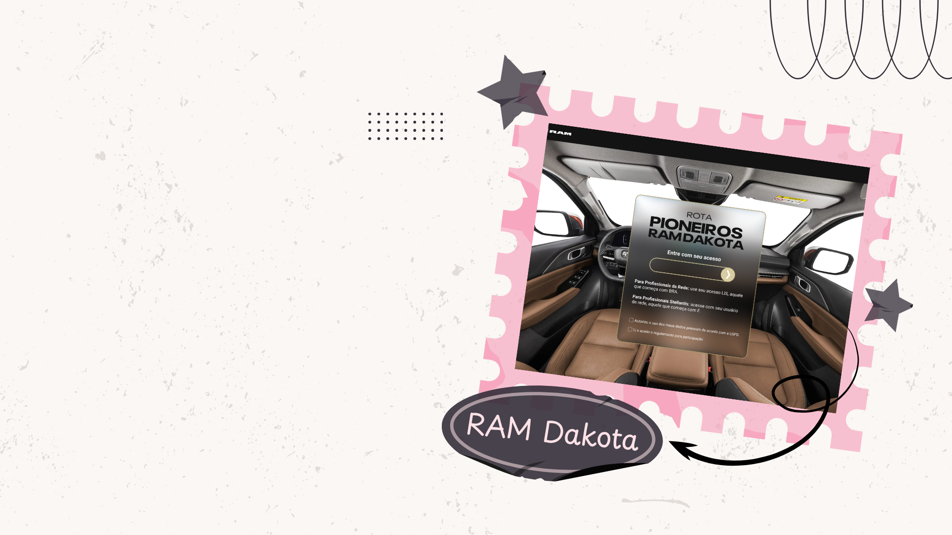 Mockup da interface Rota Pioneiros Ram Dakota